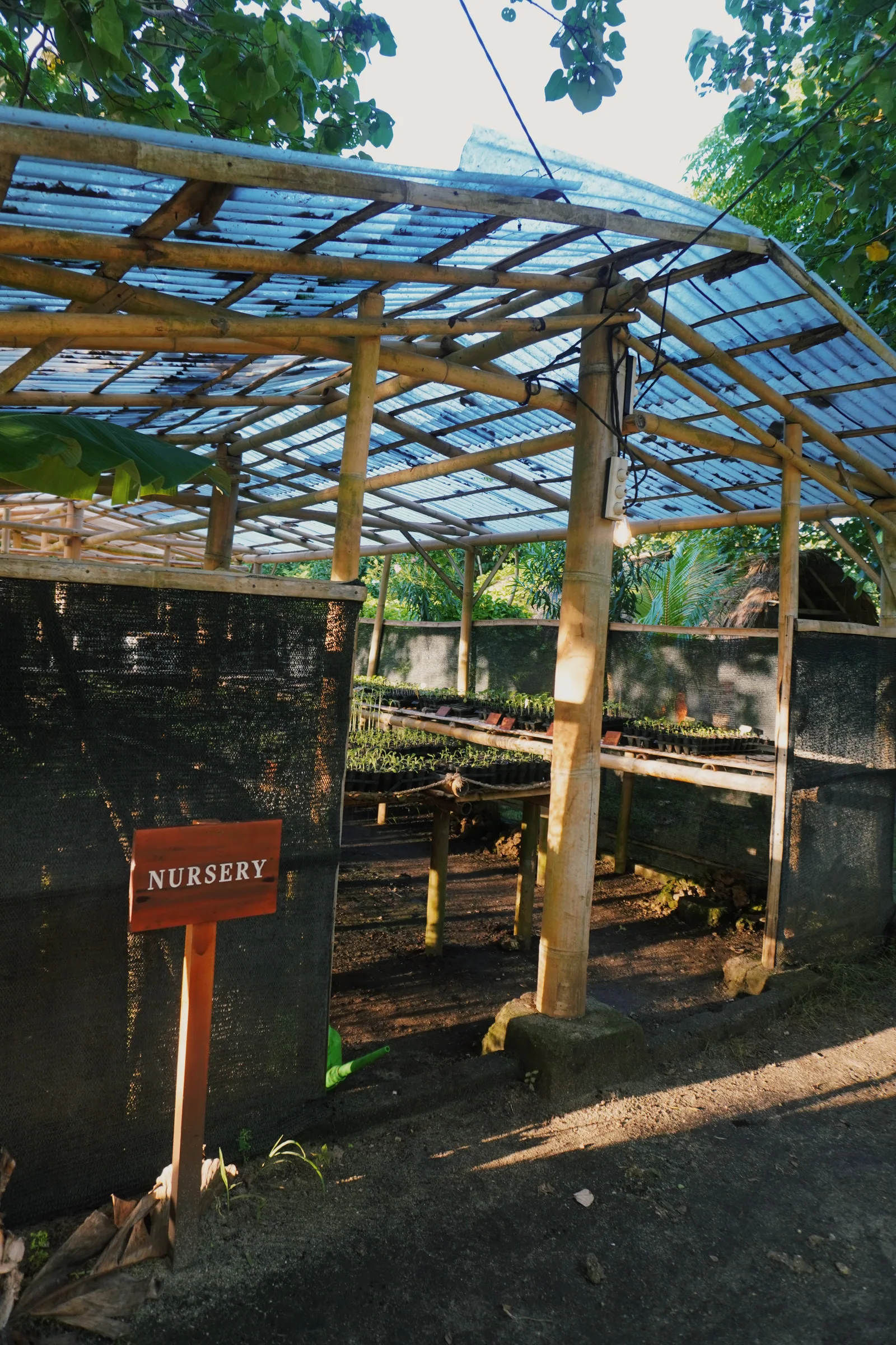 A shaded plant nursery at Cap Karoso in Sumba