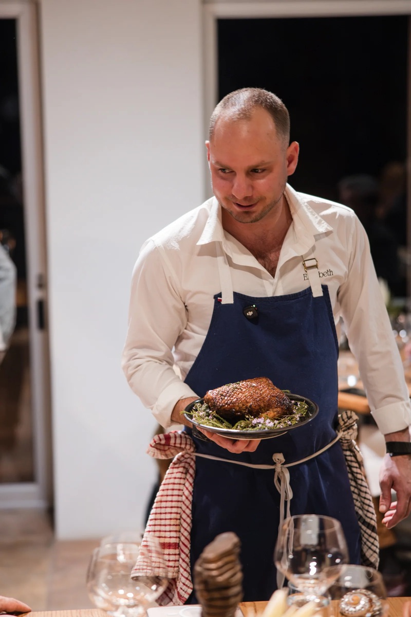 serving the duck at creation wines